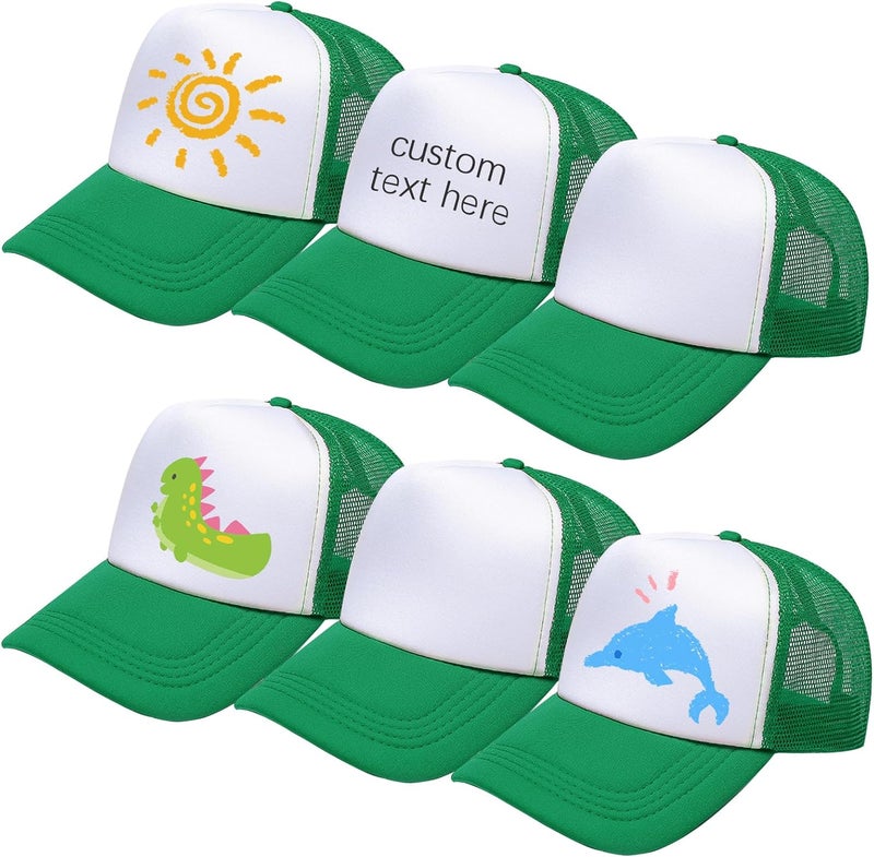 Ultrafun 6 Pack Kids Trucker Hat Sublimation Blank Plain Hats Mesh Adjustable Outdoor Sports Baseball Caps for Boys Girls - Image 1